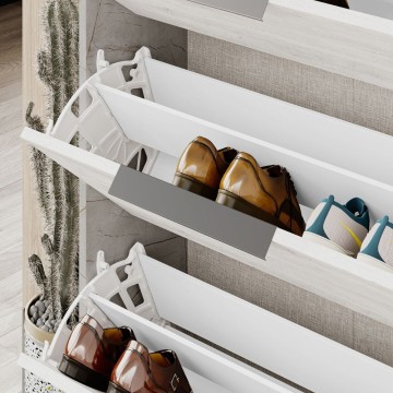 Scarpiera Kaju 3 ante a ribalta bianco e struttura effetto marmo grigio