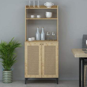 Credenza alta Zanne 2 ante e vani a giorno rovere