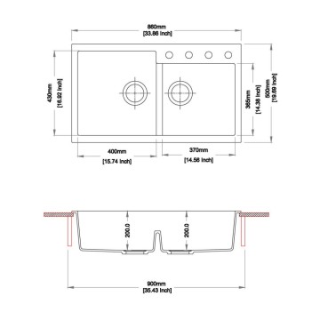 Tip Toe N200 Lavello 2 vasche avena