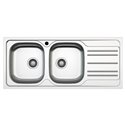 Lavello incasso cucina MP1162DX acciaio116x50 cm due vasche e gocciolatoio destro