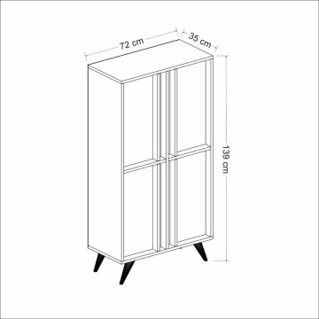 Credenza alta Rilla 4 ante antracite noce 72x139