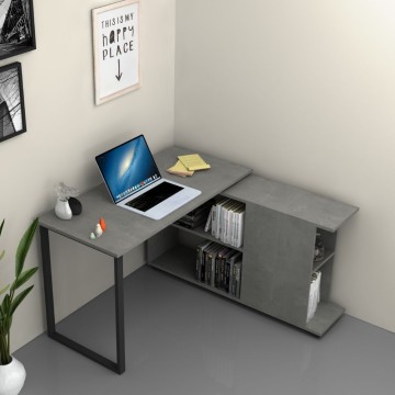 Scrivania con libreria Oslo cemento 120x60 cm.