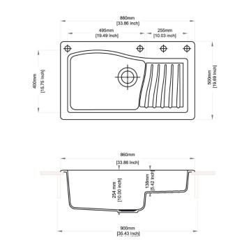 New Ascend 86x50 lavello monovasca avena