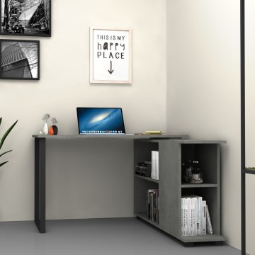 Scrivania con libreria Oslo cemento 120x60 cm.