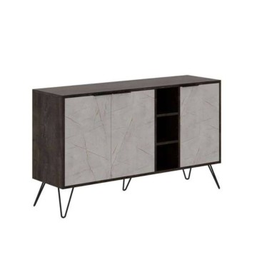 Madia Clara Lagina dark coffe 3 ante effetto marmo bianco 142x35,5x83h