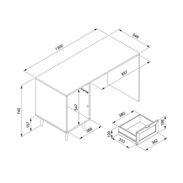 Scrivania Vienna30A nera con frontali effetto vimini