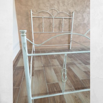 Letto matrimoniale Primula ferro battuto bianco oro