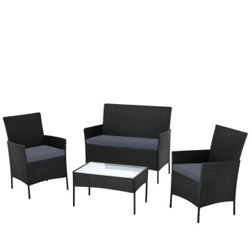 Salotto da giardino WRS008 in rattan nero