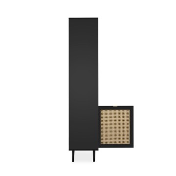 Libreria Vienna20A nera con frontali effetto vimini