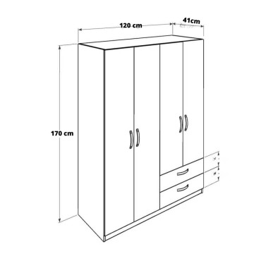 Armadio GRD4422023 4 ante e 2 cassetti rovere