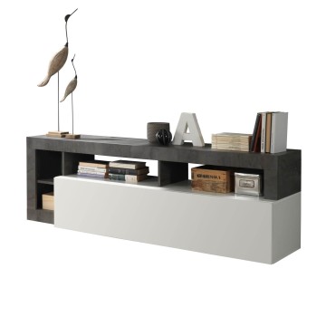 Porta TV Mogol bianco lucido ossido 184x42x58H