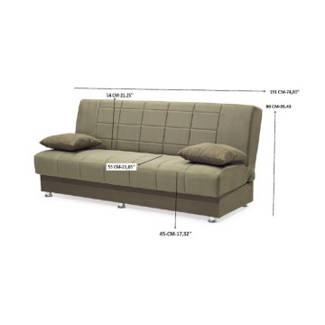 Divano letto contenitore Braga marrone 191x55x90