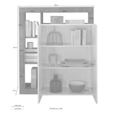 Credenza Mogol bianco lucido ossido 108x42x127H