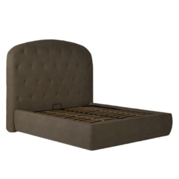 Letto matrimoniale contenitore Button1 visone testiera arrotondata