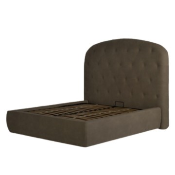 Letto matrimoniale contenitore Button1 visone testiera arrotondata
