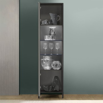 Vetrina Giugi con anta nero frassinato 55x40x203
