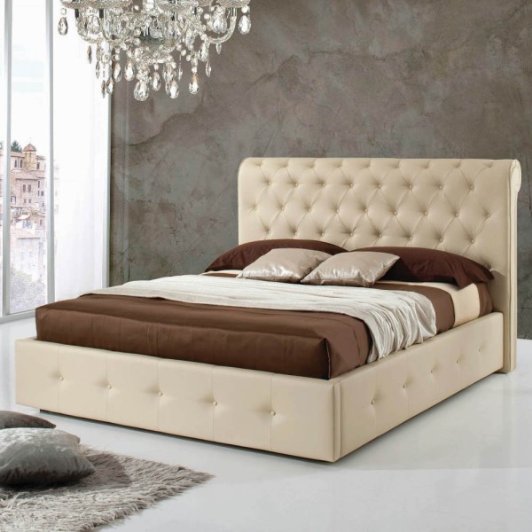 Letto una piazza e mezza 140x220 cm con contenitore crema - Peninsula