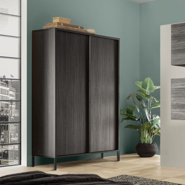 Contenitore Giugi 2 ante nero frassinato 106x40x177