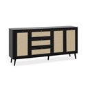 Madia KUTA51A nera 3 cassetti e 3 ante effetto rafia