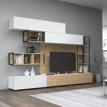 Parete attrezzata 260 cm colore bianco rovere sorrento Tronador