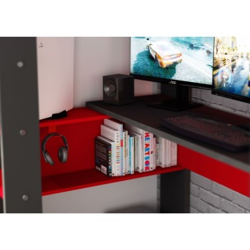 Letto a castello 5050 antracite rosso con scrivania