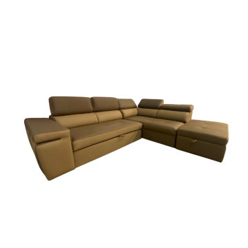 Divano angolare Gisella Mozart con pouff contenitore destro 285x238 beige marrone