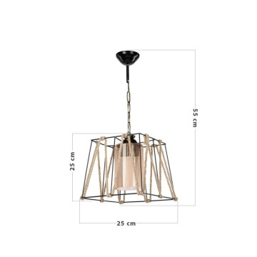Lampada a sospensione Likya ASZ0990 in metallo nero e corda