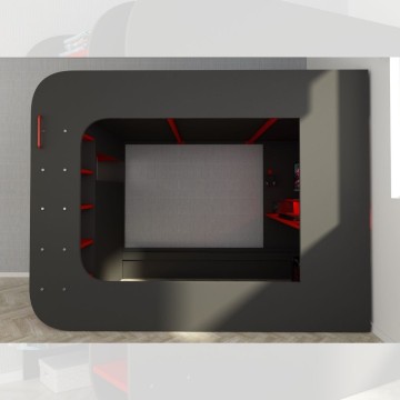 Letto a soppalco 5000 con postazione gamer antracite rosso