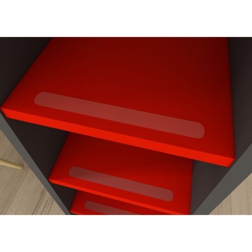 Letto a soppalco 5000 con postazione gamer antracite rosso