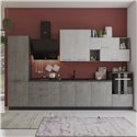 Cucina Pola mira 360 cm antracite cemento fumo top ceramica sinistra