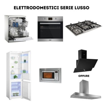Cucina Iris Lusso 360 cm noce stelvio verde pesto con elettrodomestici