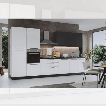 Cucina Iris 360 cm bianco opaco grigio antracite con elettrodomestici