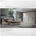 Camera da letto Soleil con letto contenitore colore cashmere e rovere caffè
