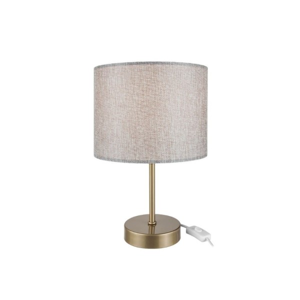 Lampada da tavolo Flora ASZ1496 con paralume cilindrico tessuto sabbia Lampada da tavolo Flora ASZ1496 con paralume cilindrico tessuto sabbia