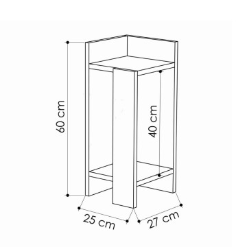 Tavolino di design Elos bianco 25x25x60h sinistro