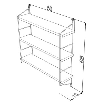 Mensola Neelix  con 3 ripiani rovere 60x15x68 rovere MT1911051