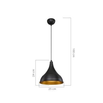 Lampada a sospensione Leda ASZ1338 in metallo nero