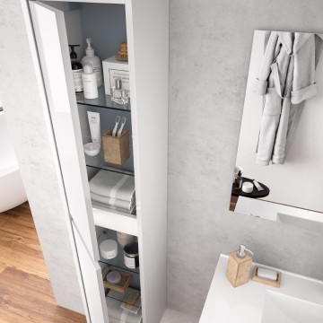 Colonna pensile bagno Jorge 2 ante bianco laccato lucido 30x24x140