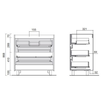 Mobile bagno Elmas100 con lavabo rovere caledonia 3 cassetti 100x45x86h