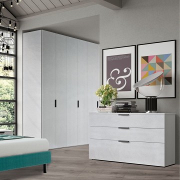 Camera da letto Follia bianco portland e maniglie antracite